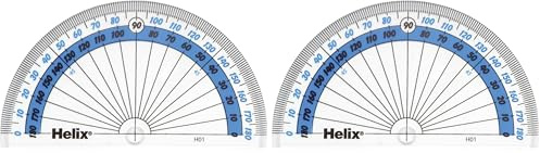 Helix 10cm 180 Degree Clear Protractor H01010 (Pack of 2)
