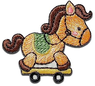 Mono-Quick Pferd auf Skateboard Tier - Aufnäher, Bügelbild, Aufbügler, Applikationen, Patches, Flicken, zum aufbügeln, Größe: 3,6 x 4 cm