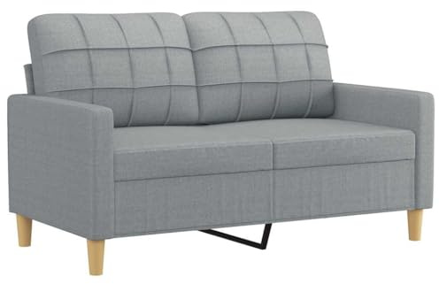 vidaXL Sofa 2 Sitzer, Couch für Wohnzimmer, Polstersofa mit Metallgestell, Loungesofa Zweisitzer Wohnzimmersofa Wohnzimmermöbel, Hellgrau Stoff