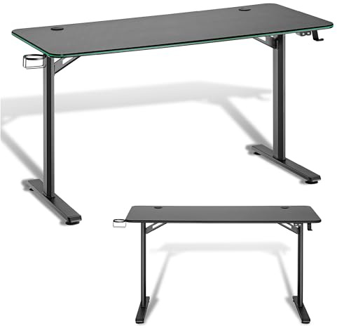 Xantron Gaming Tisch mit LED RGB 136x60 cm, Kabelmanagement, Schwarz | 3 RGB-Effekte, Getränkehalter & Headsethalter, 2 Kabelmanagement-Öffnungen, belastbar bis 75 kg