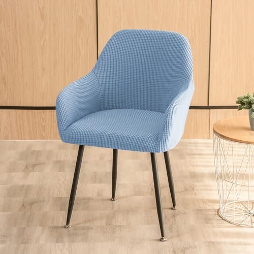 Oemmn Stuhlhussen mit Armlehne, 1 Set Jacquard Esszimmerstühl Stuhlbezug mit Armlehne Abnehmbare Waschbar Antirutsch Stretch Stuhlbezug Hussen für Stühle Küchen, Wohnzimmer (Azurblau)