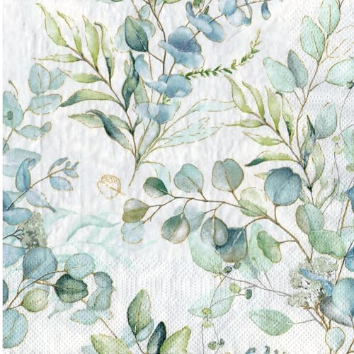 20 Servietten Eukalyptus, Eukalyptus Servietten, Servietten Hochzeit, Hochzeit Party, 33 x 33 cm
