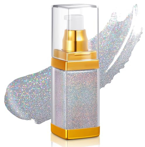 70ml Body Glitter Gel,Silber Glitzer Spray Haare körper Liquid Glitzer Gel Gesicht Für Damen Festival Glitzer Schminke Gesicht Masquerade Halloween