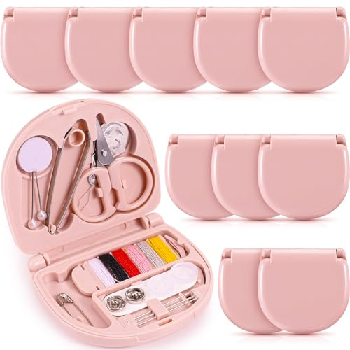 Yuxung 10-teiliges Mini-Reise-Nähset, tragbares Notfall-Näh-Reparaturset, Mini-Nähkästchen mit Fäden, Schere, Handnähnadeln, DIY-Nähzubehör für Anfänger, Reisende, Hotel, Wohltätigkeitsorganisation,
