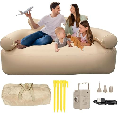rutell Inflatable Sofa with LED Light & Washable Cover - Portable Camping Sofa for Indoor & Outdoor Use, Perfect for Travel, Beach, Garden Relaxation