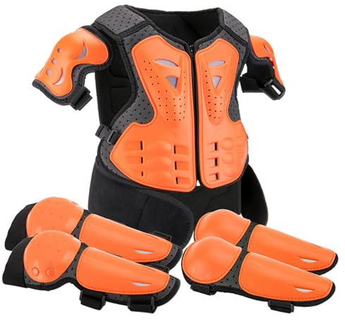 Weduspaty Gears de Moto pour Enfants 1 Set Breamable Aliptable de Protection réglable Airmordiste Amploir du Corps résistant aux bicyclettes Dirtbike, Orange, équipement de Protection