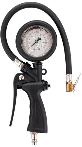ORAZIO Tyre Inflator Pressure Gauge with Liquid Filled 230 PSI Tire Inflator Pump Gun Air Chuck Compressor Cars Van RV Bikes Tire Tool 230800