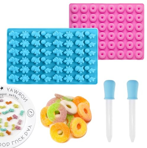 Lot de 2 moules en silicone pour bonbons et chocolat, avec compte-gouttes, mini beignets ronds extra petits