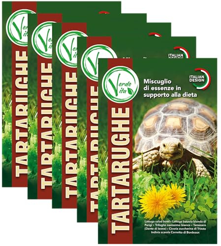 VERDEVITA® - Semi Erba Per Tartarughe Di Terra - Miscuglio Semi In Supporto Alla Dieta Delle Tartarughe - 5 Buste