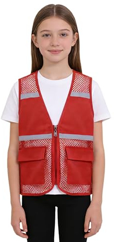 TiaoBug Chaleco De Seguridad Reflectante Alta Visibilidad Para Niños Disfraz De Actividades De Emergencia Chaleco Reflectante Para Tráfico Voluntario