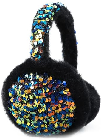 Cache-oreilles SEDEX pour enfants, filles, hiver, avec paillettes, thermique, peluche, couvertures d'oreilles douces, coupe-vent, réglable, pour la tête, sports de plein air, fausse fourrure, ski