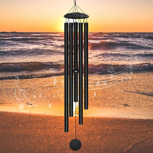 Elecxlink 65 Extra Large Wind Chimes for Outside Deep Tone,Big WindChimes for Outdoor Porch Garden Patio Balcony Decor, Deep Tone Wind Chimes (Black)