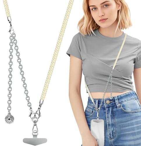 ROCONTRIP 2-In-1 Mobile Phone Lanyard Set Adjustable Crossbody Phone Strap with Detachable Wrist Strap with Metal Tether Tab(Khaki)