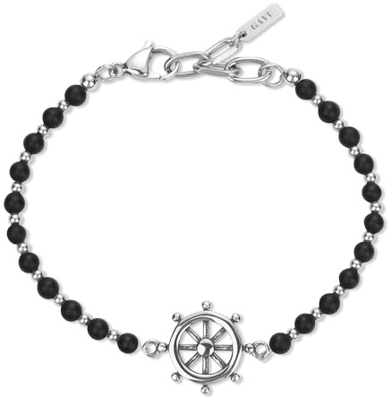 GAVU 4 mm små pärlarmband för män berlockarmband vintage surfararmband för män, 19+3cm, Sten, Onyx-sten