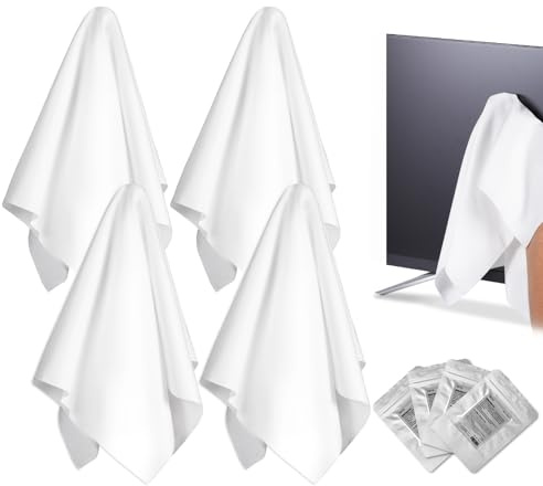 Selens 4 st extra stora mikrofiberrengöringsdukar 40 x 40 cm vit mikrofiberskärm rengöringsduk för TV, bilnavigator, VR, datorer, elektronik, glasögon, bilfönster och mer