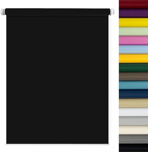 Verdunkelungsrollo, 50 x 180 cm, einfache Montage, wasserdicht, Polyester, verstellbar, leicht, Fensterblenden für Zuhause, Büro, Schlafzimmer, Tür, Schwarz