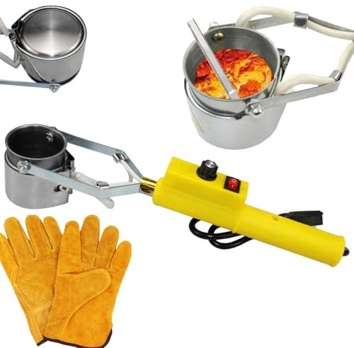 Creuset pour la Fusion du métal, poignée de Four à souder électrique Portable 300/500 W avec Gants de soudage, température réglable, Pot de Fusion en étain pour moules de Poids de pêche 500W