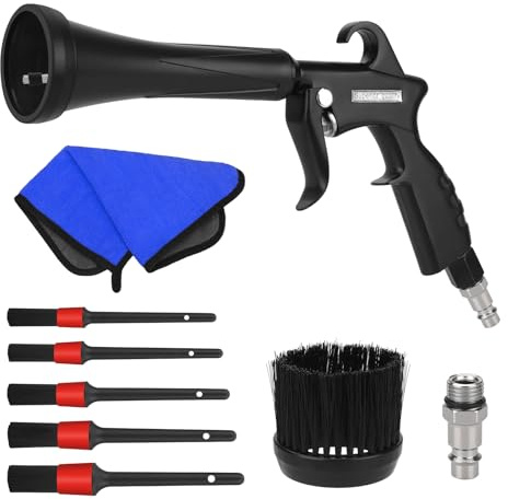MYPIN Pistola de Limpieza de Coches, 8-12 Bar, con 2 Juegos de Boquillas | Pistola de Aire Comprimido en Seco Alta Presión Limpieza Interior de Coches para tapicería de vehículos, alfombras y Asientos