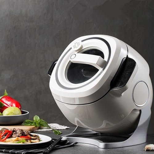 VNATWGOO Macchina per Cucinare Automaticamente da 6L,Pentola per Cucinare Commerciale,Macchina Elettrica per Friggere in Padella,Rotazione A 360°E Riscaldamento Completo,220V/2KW