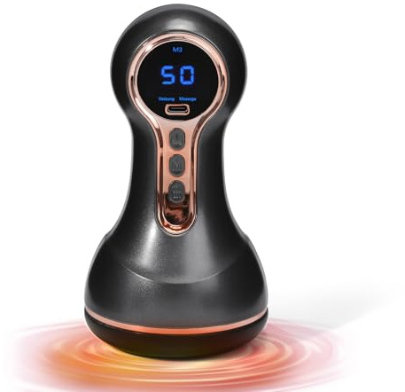 Neuropathie Fußmassagegerät, Vibrastone Geschenk Vatertag, Bein Massagegerät mit Wärmefunktion und Vibration, Fussmassagegerät(2.0-Schwarz)