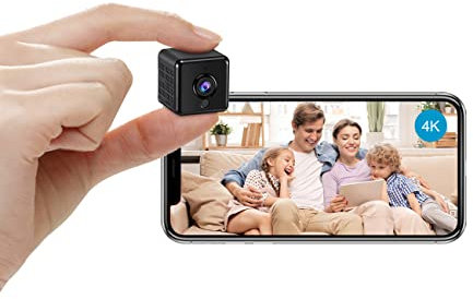 AOBOCAM Mini Camera for Home 4K HD Indoor 5H Battery Life Mini Wireless WiFi Security Camera APP Control Smallest Surveillance Camera for Room Nanny Cam with Motion Detection Night Vision (black 1)