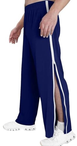 XUEBIN Reha-Hose for Damen Und Herren, Trainingshose Mit Durchgehendem Reißverschluss, Jogginghose, Abreißhose, Lockere, Lässige Sportbekleidung Mit Tasche, Seitliche Öffnung Herrenhosen(Dark Blue,M)