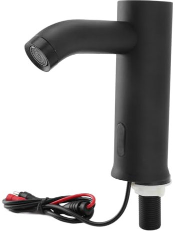 Automatic Motion Sensor Faucet, Touchless Sink Faucet with Infrared Sensor, Handsfree Stainless Steel Bathroom Tap for Kitchen and Bathroom, Black, Battery Powered
