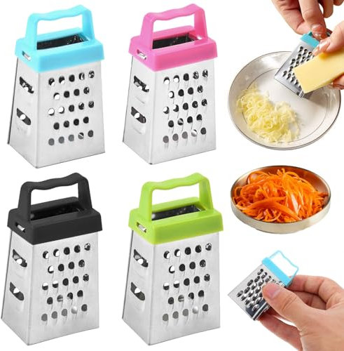 Rallador Cuadrado,4 Piezas Rallador de Queso,Rayador,Rallador de Verduras,Rallador Manual,Rayador de Queso,Rallador de Cocina,Rallador de Acero Inoxidable,Hogar y Cocina
