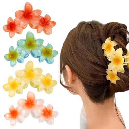 ZKGYUS Pince à Cheveux en Forme de Fleur - 4 Pièces Grandes Antidérapantes