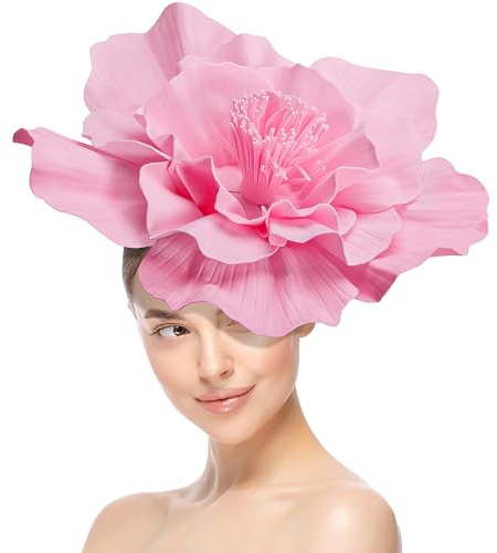 Wehhbtye Fascinator-Hut mit Blume, Pink, Medium