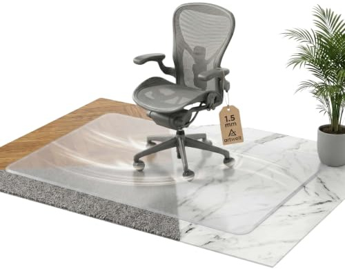 Artwelt Bürostuhl Unterlage Mattem PVC Bodenschutzmatte 140cm X 120cm