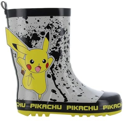 Leomil Pokémon Botte de Pluie Enfant Bottes 31, Pour les jours humides, Gris