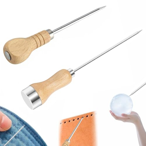 Bradawl-Werkzeug für Holz, Holzwerkzeuge, Eispickel mit Sicherheits-Holzgriff, Küchen-Werkzeug, vielseitig für Zuhause, Eispick-Zubehör, DIY-Projekte, Lederhandwerk, 2 Stück