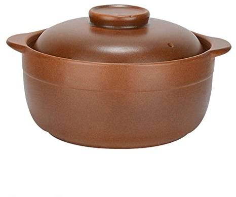 Pentola in argilla, casseruola in terracotta antica con coperchio, 1,6 l, dedicata a fuoco aperto, pentola tradizionale in argilla per cucinare e servire