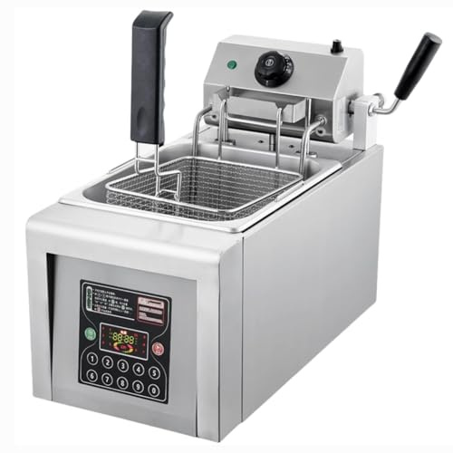 MJMLUCK Cuiseur électrique de Table à réservoir Unique avec relevage Automatique, température et limiteur réglables, Panier, Machine 8 L, Acier Inoxydable épais, A8L (A8l)