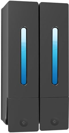 Seifenspender Wandbefestigung, 2x400ml 2 in 1 Duschseifenspender, Dusche Pumpe Seifenspender für Bad Küche (Schwarz)