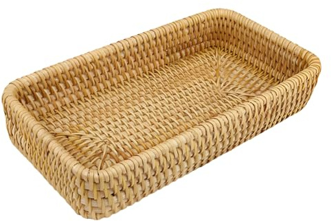 Key Bowl, Key Tray, Wicker Tray with Natural Woven Design, Storage Organizer for Entryway Hallway Table, Small Wicker Basket for Keys and Mail