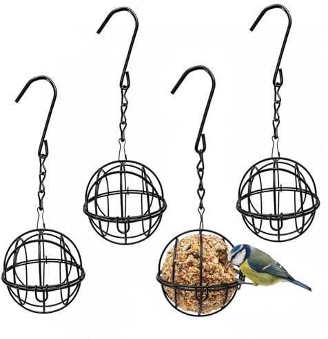 3 Meisenknödelhalter, Vogelfutterspender Aus Metall Mit Kette, Futterspender Für Vögel, Vogelhaus Für Balkongeländer, Futterstation Für Wildvögel Im Garten