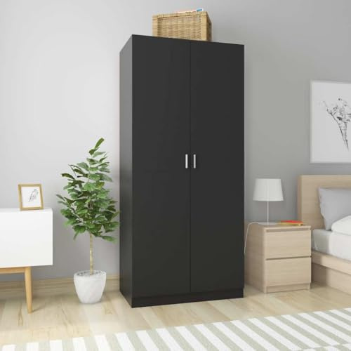 Frdhee Kinderkleiderschrank Schränke für Stauraum,Kleiderschrank Schwarz 90x52x200 cm Holzwerkstoff,Garderobenschrank für Kleidung Hut Bettwäsche und Steppdecke