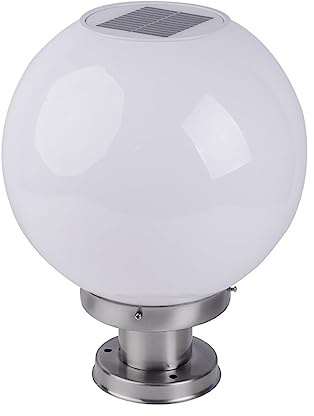 Lámpara solar LED de 30 cm, impermeable, de acero inoxidable, para exteriores, para jardín, césped, patio y puerta, linterna esférica de paisaje, resistente a la lluvia, diseño duradero