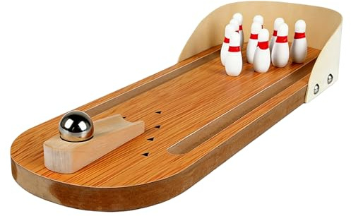 Generisch Tischbowling, Mini Bowlingbahn, Holz Kegelspiel, Bowling Set Kinder, Tisch Bowling, Desktop Bowlingkugel, Geschicklichkeitsspiel Für Erwachsene & Kinder Schreibtischspiel