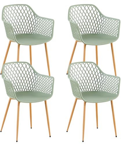 buybyroom Gartenstühle 4er Set,Gartenstuhl Kunststoff mit Armlehne,Loungesessel Outdoor Gartensessel Wetterfest für Garten Balkonstühle Terrassenstühle Bistrostuhl Balkonmöbel Kleiner Balkon,Graugrün