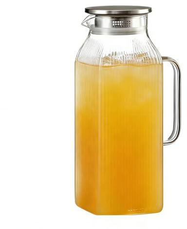 Jarra de vidrio con tapa Recipiente de 2 litros transparente grande y con