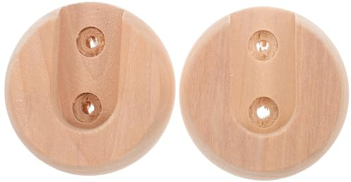 Luxshiny 2 Stück Holz Gardinenstangenhalterung mit Flansch Stabile Kleiderstangenhalter für Schrank und Balkon Einfache Montage und Bruchsicher Modernes Design