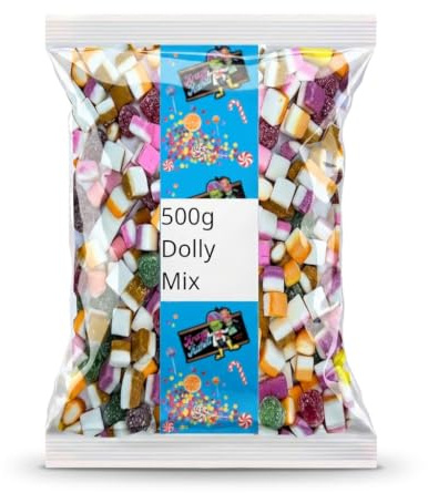 Traditional 500g Dolly Mix Sharing Bag | Classic Retro Fondant and Jelly Sweets | Perfect for Party Bags and Gifting