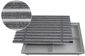 ACO 600x400 Fußmatte Rips hellgrau mit Bodenwanne Vario Light Schuhabstreifer Abtreter