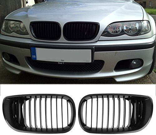 Ricoy Calandre avant noire mate pour E46 Série 3 4 portes 4D 2002–2005 LCI Facelift (noir mat)