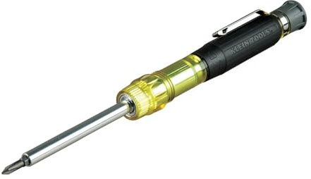 Klein Tools 32614 Multi-bit Precision Screwdriver Set, 4-in-1 Electronics Pocket Screwdriver, Professional Phillips and Slotted Bits, EDC