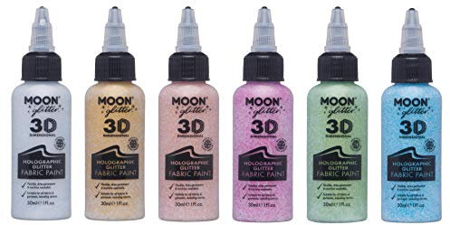 Moon Glitter - Holografische Stofffarbe - 30ml - Set mit 6 Farben