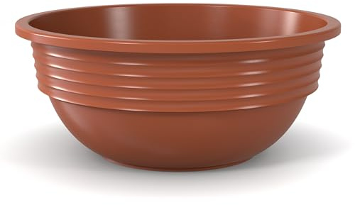 Plastard Blumenschale 45 cm Durchmesser Terrakotta Kunststoff | Pflanzschale, witterungsbeständiger Pflanztopf, für Garten Balkon Terrasse, runde Pflanzschale, ohne Löcher